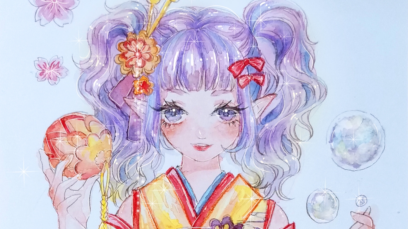 【水彩上色过程】7分钟学会画水彩~